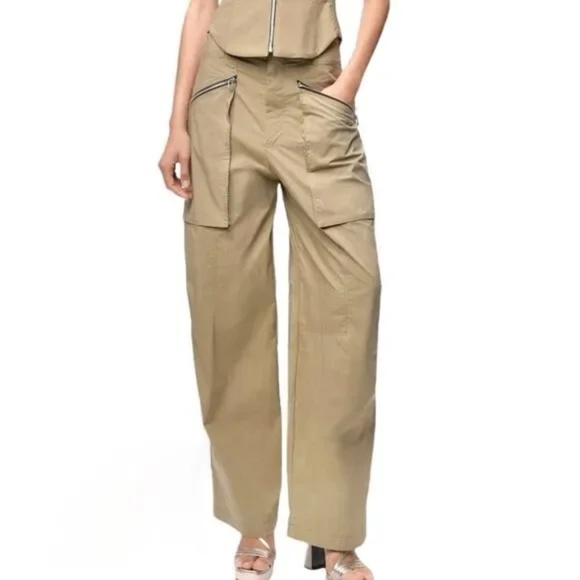 NWT Zara topstitched zipper cargo pants XS - Picture 2 of 16